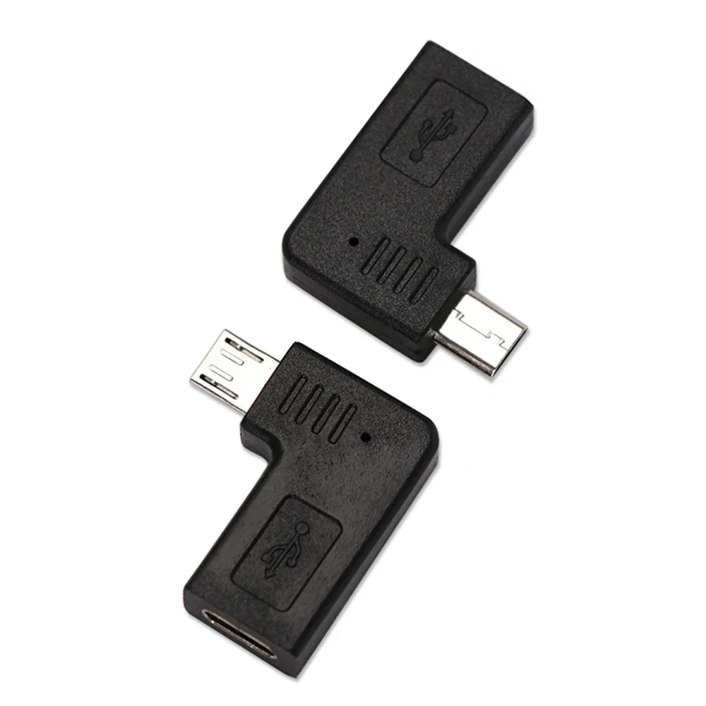 USB-C data adapter female to Micro USB 2.0 male 5-pin, 90 degree left and right angles