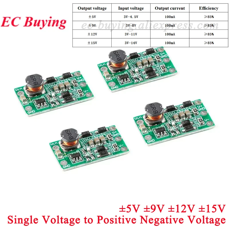 10Pcs/1pc DC-DC Boost Single Voltage to Positive and Negative Voltage Step up Power Module Board DC DC ±5V ±9V ±12V ±15V 100MA
