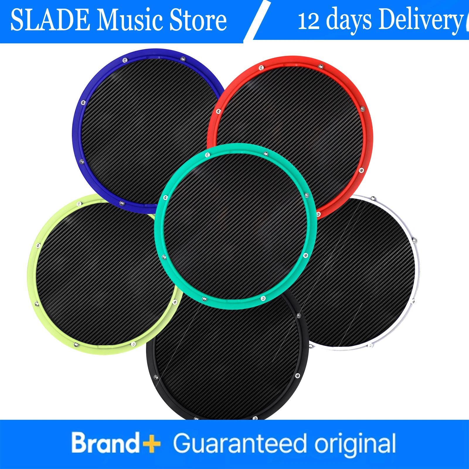 

SLADE 10 Inch Carbon Fiber Drum Pads Metronome Supply for Beginner Drummer Basic Skills Practice Mat Accessory