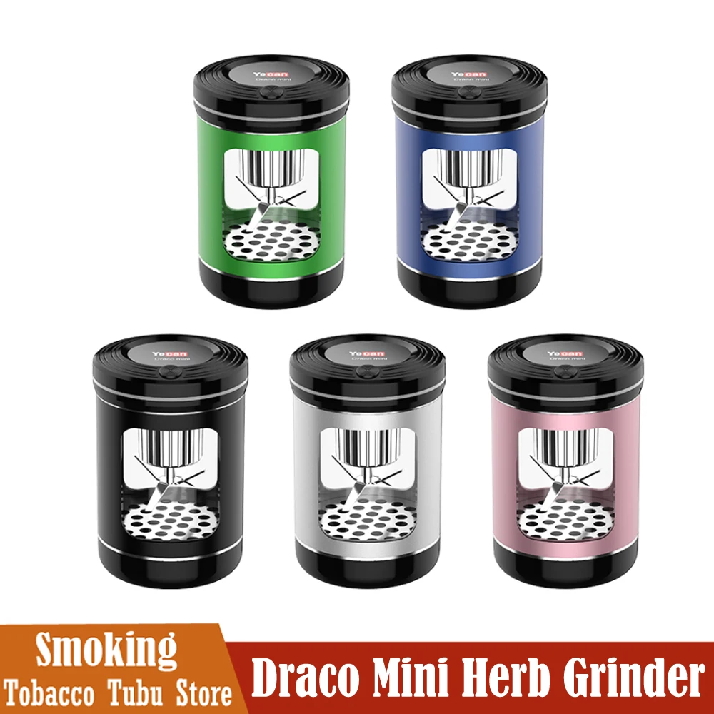 Original Yocan Draco Mini Herb Grinder 400mAh Battery pyrex Glass chamber Magnetic Connection Electric Grinder For Dry Herb