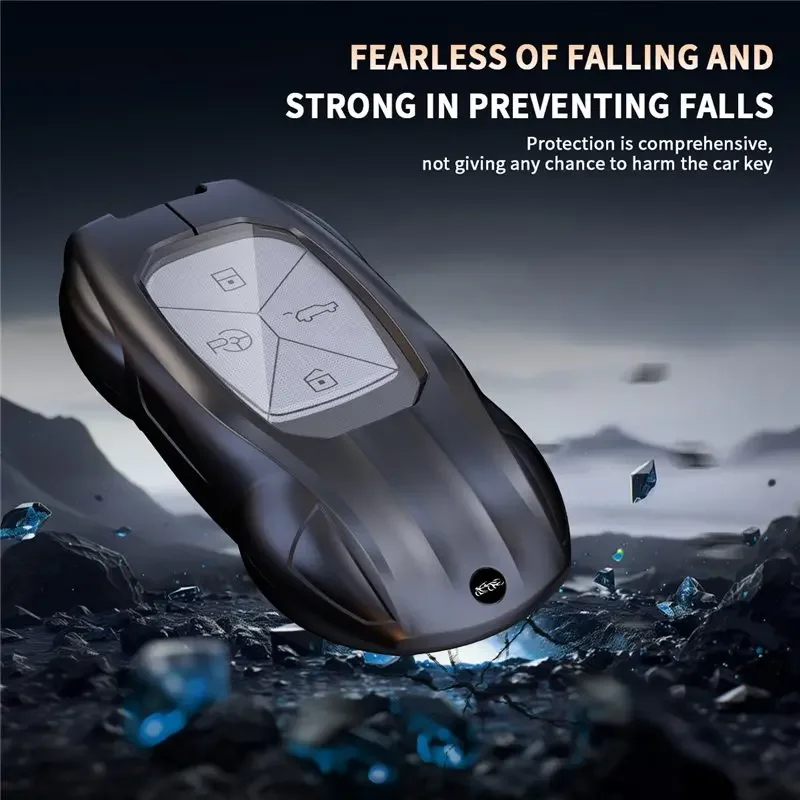 For Xpeng G6 G9 P5 P7 P7i G3i Car Key Case Cover Zinc Alloy Silicone Key Shell 360 Protection Keychain Key Fob Accessories 6
