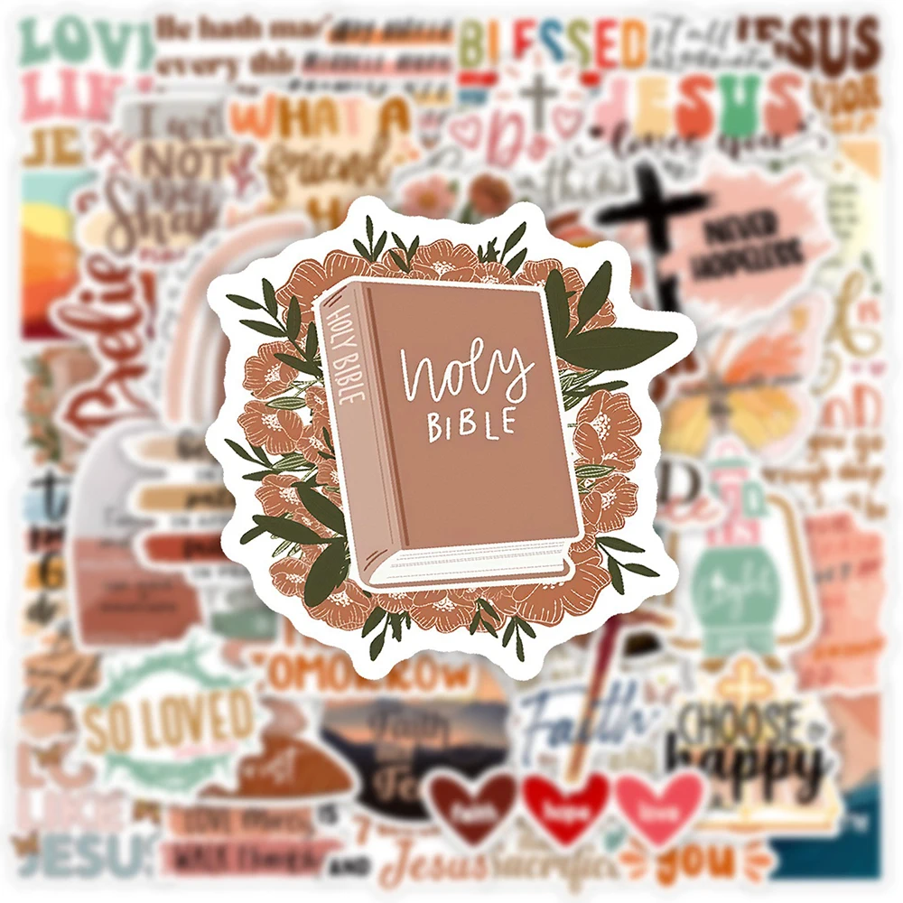 10/30/50PCS Bible Prayer Phrase Jesus Sticker Graffiti Laptop Luggage Faith Cross Words Sticker Decals Wholesale