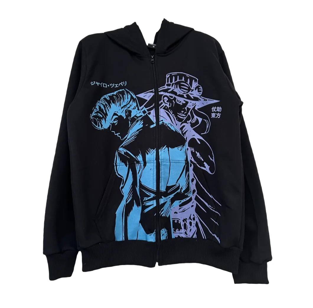 

Harajuku хип-хоп японский Za Warudo JOJO толстовки оверсайз мужская женская толстовка на молнии хип-хоп пара Y2k стойки уличная толстовка