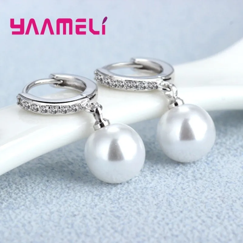 Wholesale 925 Sterling Silver Earrings Charming Fancy Shinning Water Pearls Hoop Earring For Woman Wife Mom Nice Gift