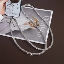 For Mobile Phone Case Crossbody Neck Shoulder Cord Strap Rhinestone Trim Cotton Core Base Lanyard Pendant Anti-Lost Sling Chain