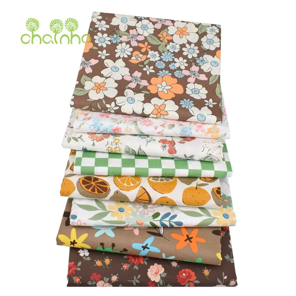 Chainho,Printed Twill Weave Cotton Fabric,Patchwork Cloth,DIY Sewing Quilting Material,Handmade Textile,Small Size,CC381-385