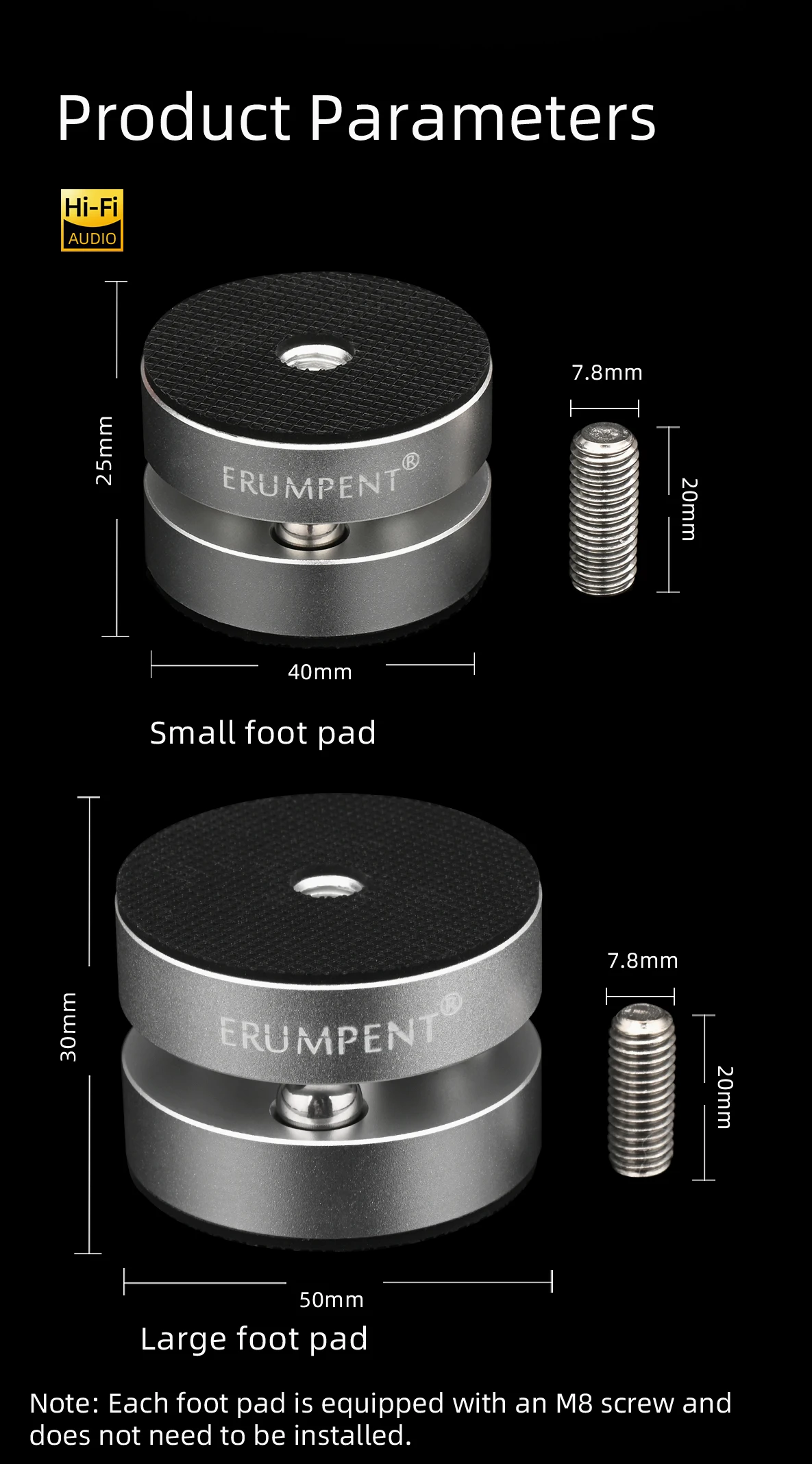 4 Stück hochwertige audiophile Stoßdämpfer Pad Stahlkugel ständer Füße Lautsprecher Stabilisator CD-Verstärker Spikes Stand Füße Pad – Detail 7