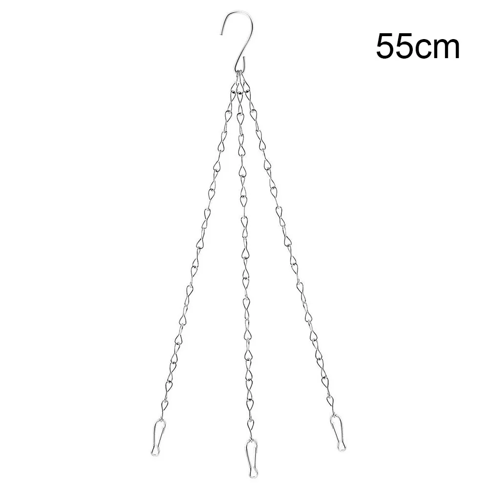 ยี่ห้อใหม่ดอกไม้หม้อแขวนโซ่ 3 Strand กันสนิมเงินทนทานติดตั้งง่ายสวนแขวนตะกร้า