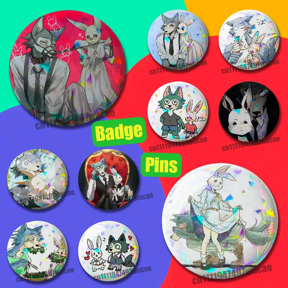 For B-Beastars Legoshi Haru Badge Cover Custom Pin Insignia Emblem Round 25mm 44mm Laser Film