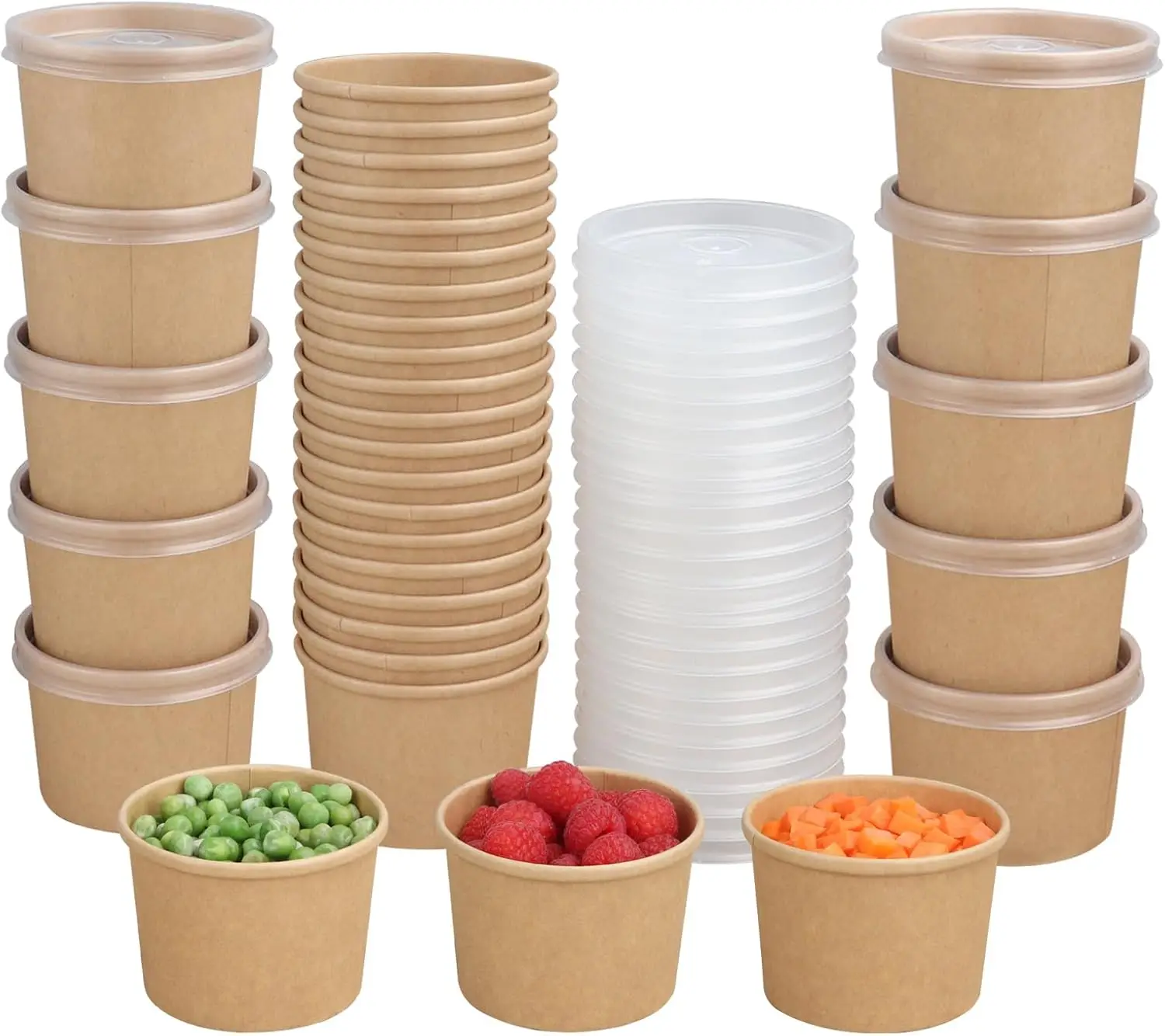 

8oz disposable cups with lids To go paper cups Soup container 50 Pack
