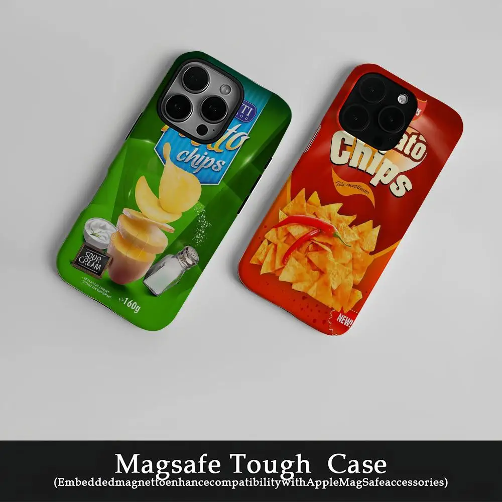 

p-Patato Chipss Phone Case Film Korean INS for iPhone 16 15 14 13 12 11 Pro Max Plus Luxury Magnetic Double-layer Cover
