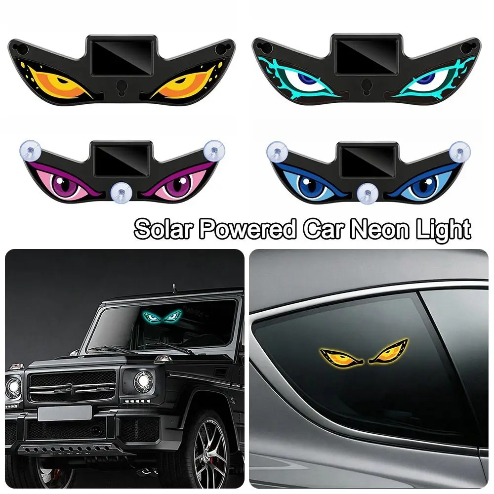 Gifts Wireless Solar LED Car Light Suction Cup Vibration Lights on Car Warning Light Dynamic Display Devil Eyes Car Light