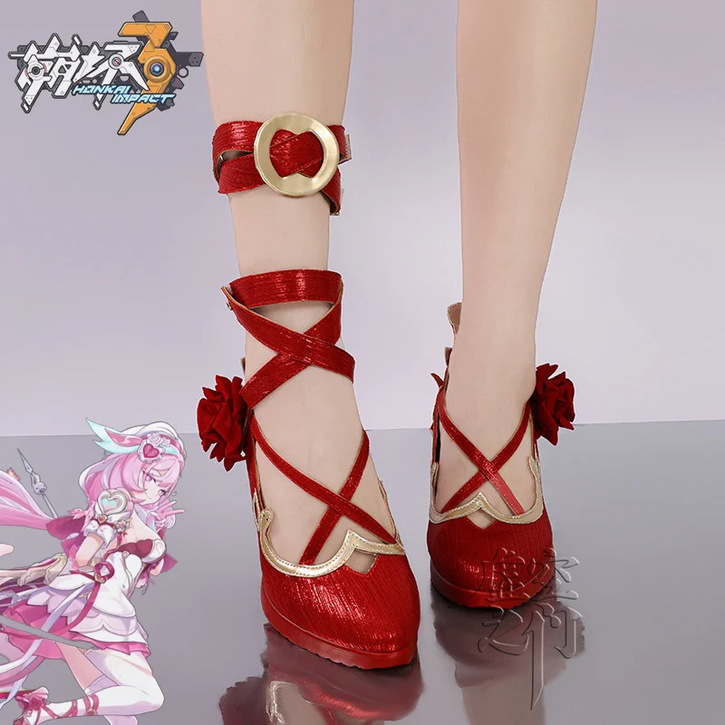 

Игра Honkai Impact 3, обувь для косплея Elysia для взрослых, женская кожаная обувь на высоком каблуке, аксессуары для костюмов, реквизит для вечеринки на Хэллоуин