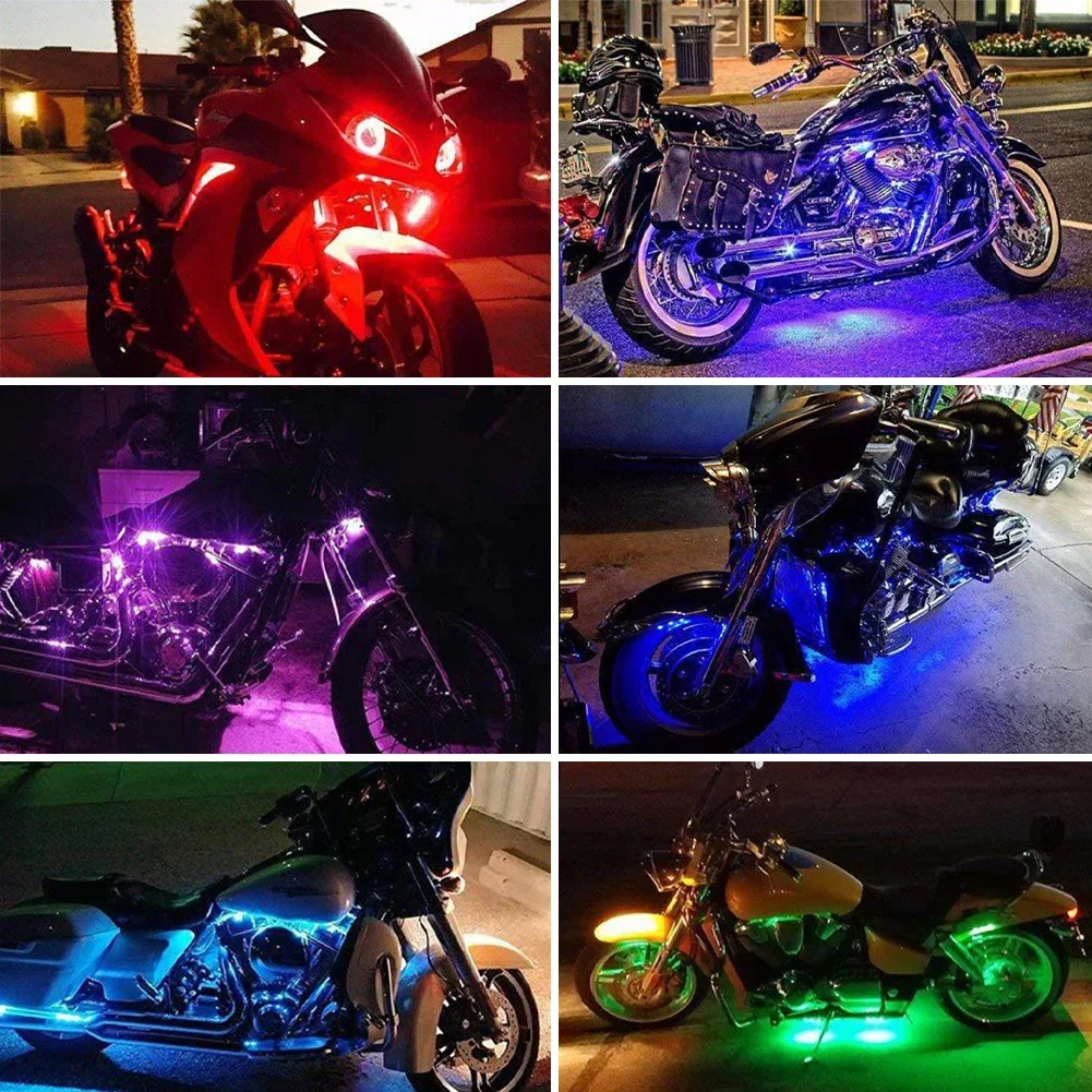 12V RGB LED Atmosphere Ambient Light Kit Flexible Waterproof Neon Strip For Car Motorcycle Decorative Lamp APP Music Control