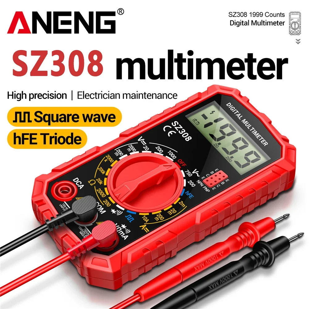 

ANENG SZ308 Digital Multimeter Meter Electrician LCD Backlight Ohm Square Voltage Resistance Meter AC/DC Current Wave Test