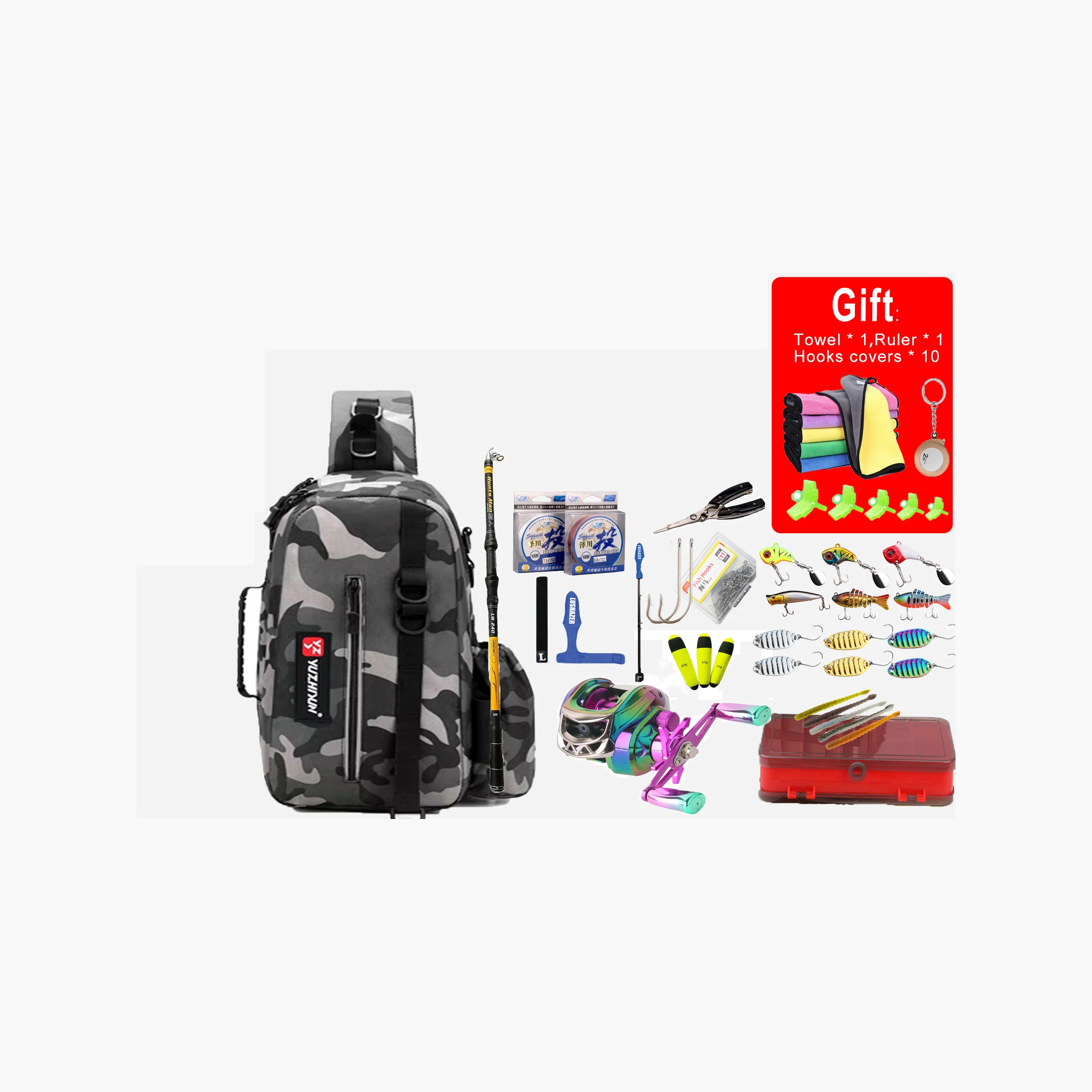 

Hot Portable Fishing Rod and Reel Combos Carbon Fiber Telescopic Sea Saltwater Freshwater Kit Fishing Se