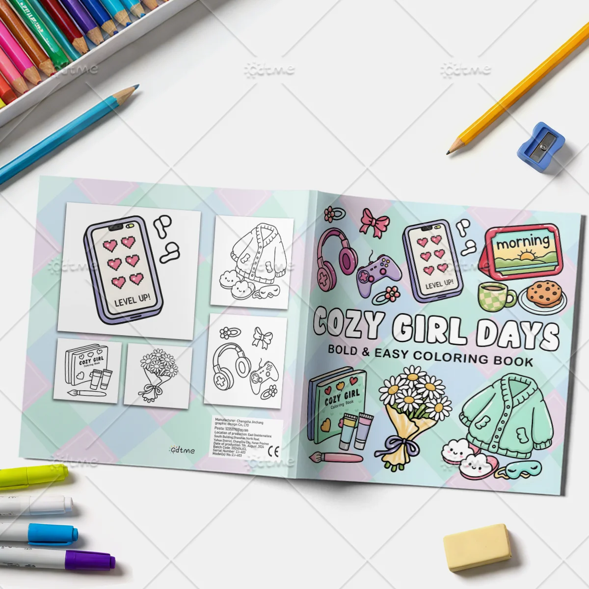 COZY GIRL DAYS Malbuch für Erwachsene mit Mutigen und Einfachen Mustern, Niedliches Zeichenbuch, Perfektes Geschenk für Partys und Geburtstage ﻿ – Detail 3