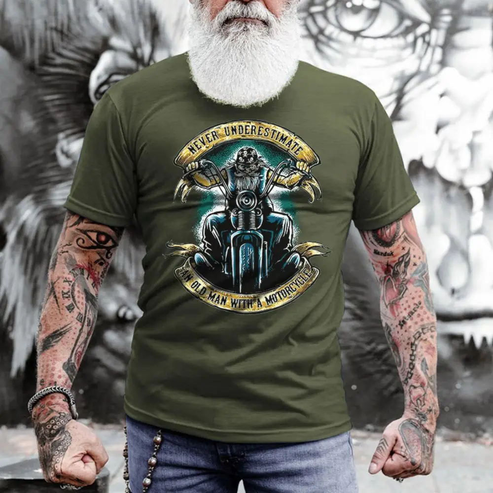 American Vintage Motorcycle T Shirt For Mens Casual Short-Sleeved Tops 3d Motorcycle Clothing Summer Apparel Street Male T-Shirt