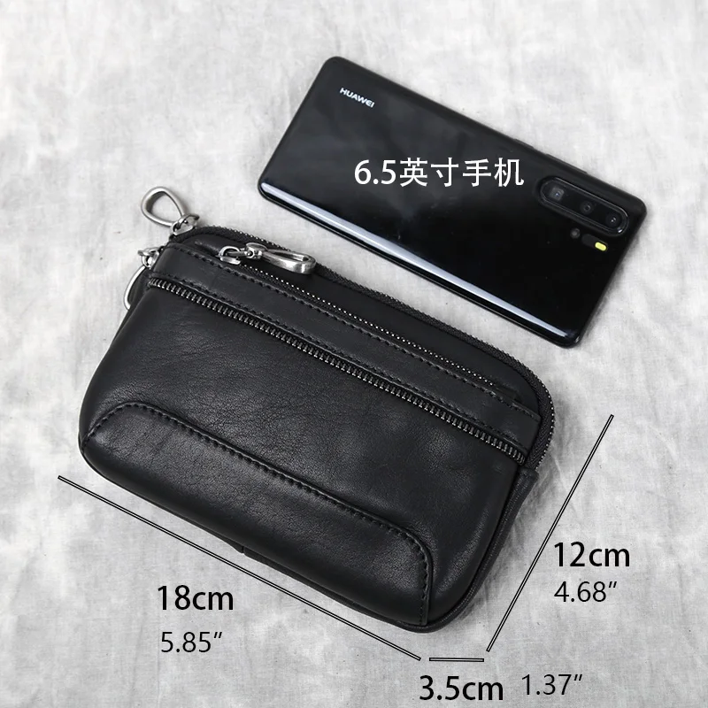 Men\'s Genuine Leather Retro Hanging Bag Head Layer Cow Leather Casual Horizontal Belt Mobile Phone Waist Bag