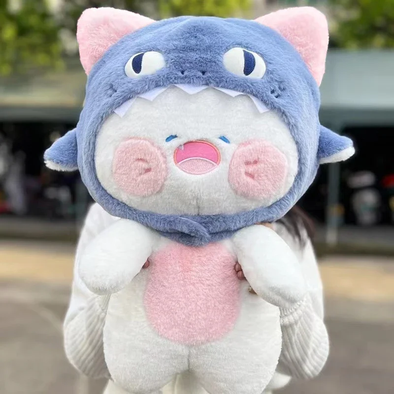 35/50cm Funny Joy Cute Shark Cat Plush Toy Soft Stuffed Animal Reading Pillow for Birthday Cushion Doll Christmas Gift for Kids