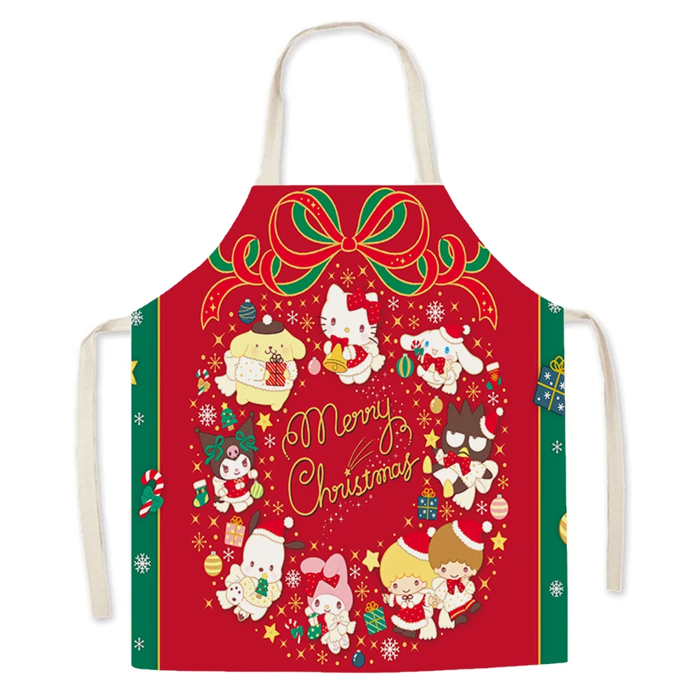 Sanrio Merry Christmas Decorated Apron Children's Bib Kitchen Restaurant Waiter Chef Apron Anti-fouling Household Cleaning Tools