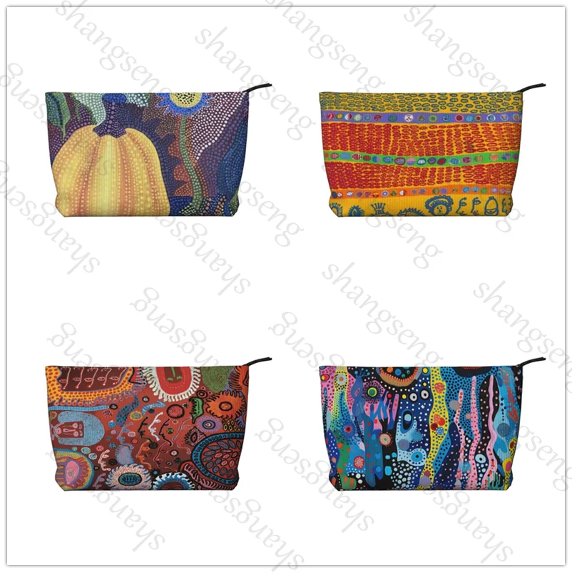 

Corduroy cosmetic bag toiletry storage bags ladies box luxury travel zipper storage bag Yayoi Kusama Abstract Painting