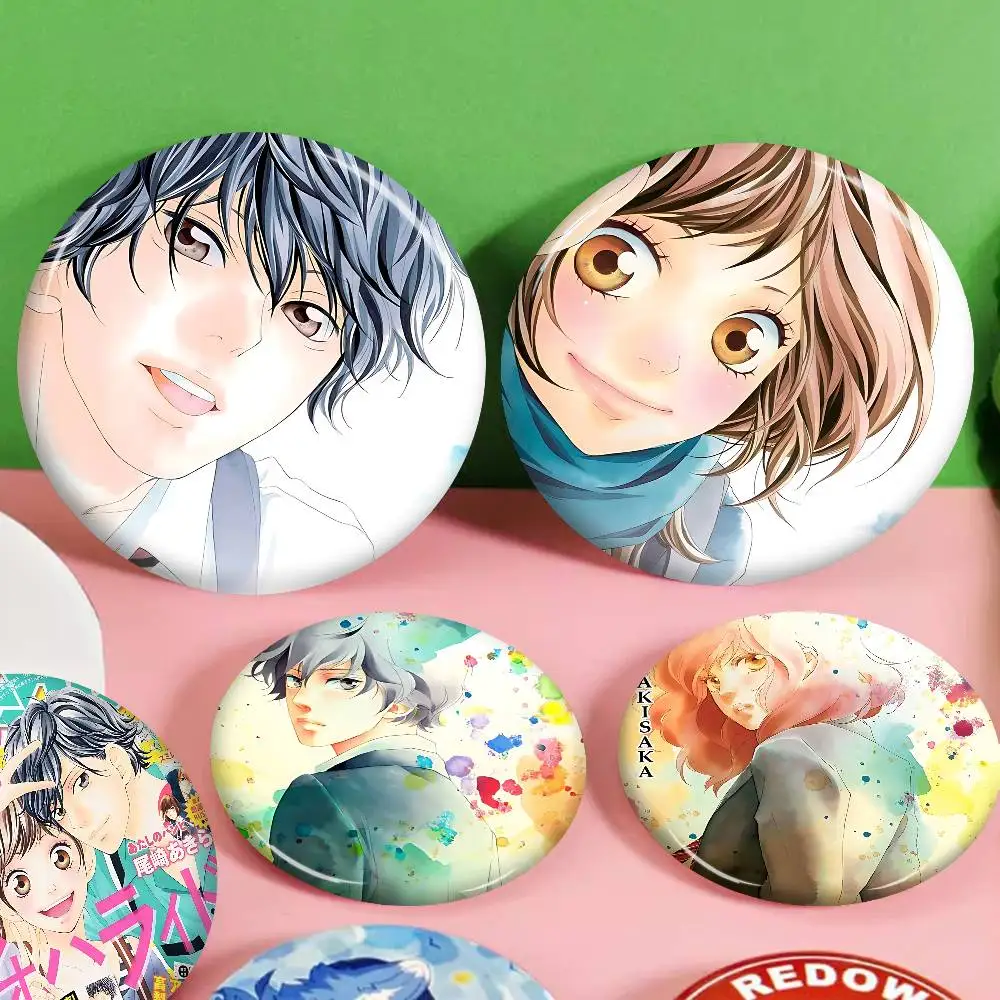 Ao Haru Ride Anime Classic Movie 58mm Cute Anime Figure Icon Badge Handmade Tinplate Brooch For Backpack Clothes Chest Ornament