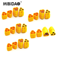 MIBIDAO 2/5 Pairs MT60 Male Female 3.5mm 3 pole Plug Connector with Sheath Set for RC Airplane Car Model ESC Accessories