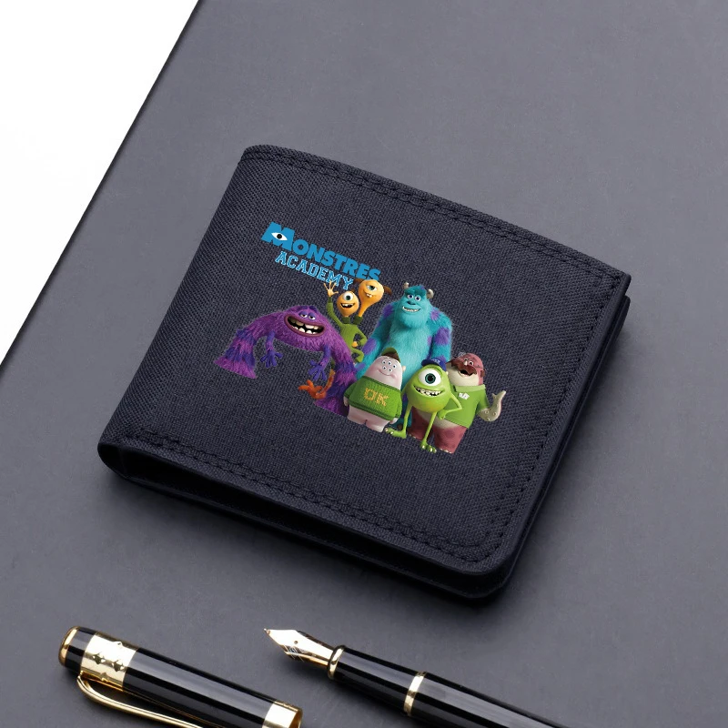 Monsters University Mini Thin Men Wallet Card Holder Men's Purse Coin Pouch Id Card Holder Short Canvas Card Holder Wallet