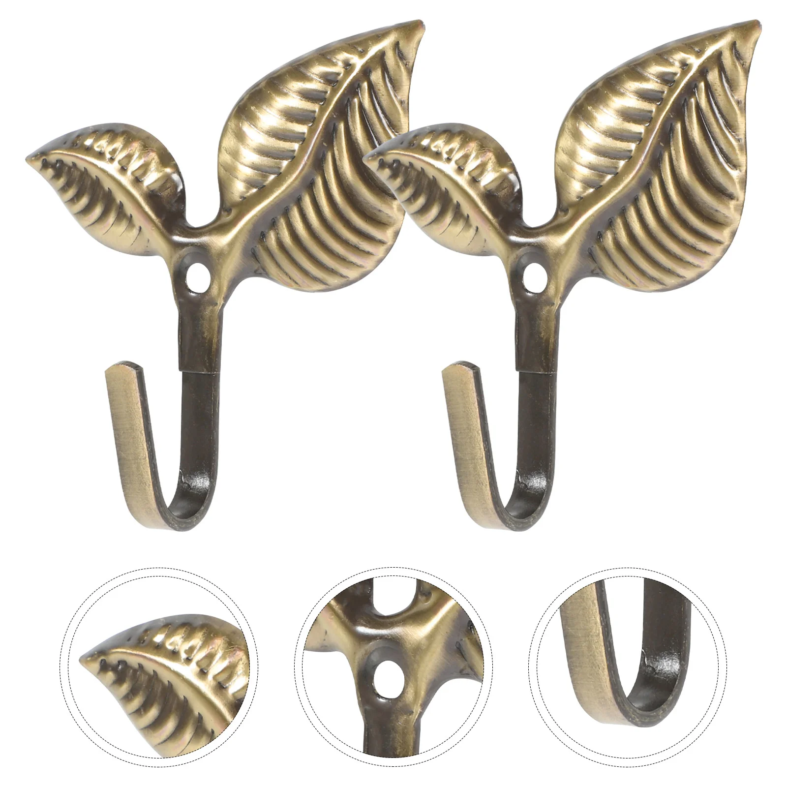 

4 Pcs Wardrobe Mounted Coat Hook Leaf Heavy Duty Cast Iron Office