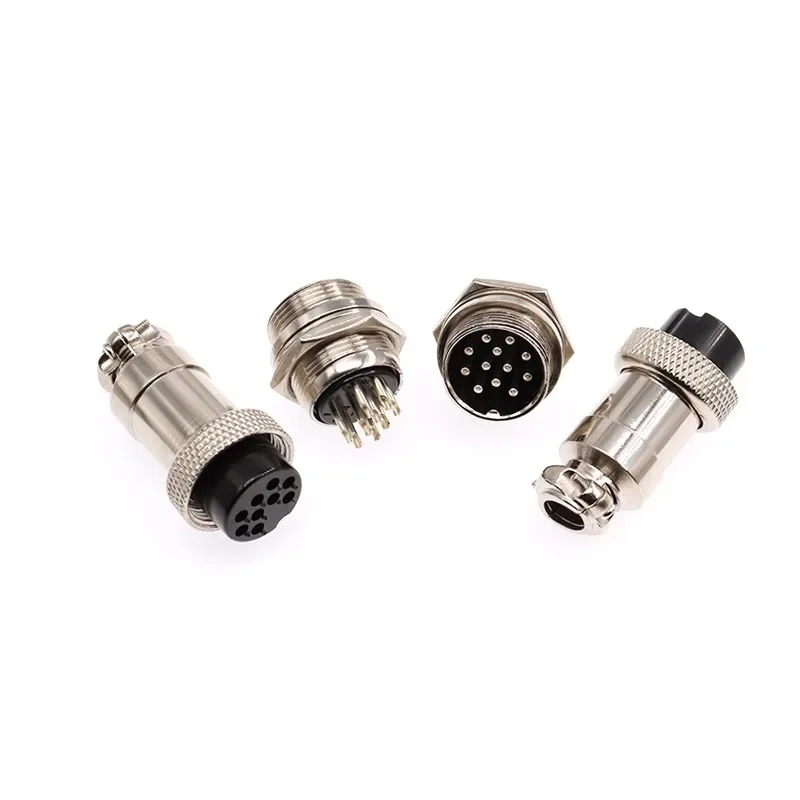 100set/lot GX20 Aviation Plug 2P 3P 4P 5P 6P 7P 8P 9P 10P 12P Male+Female Head Mounting Hole 20MM