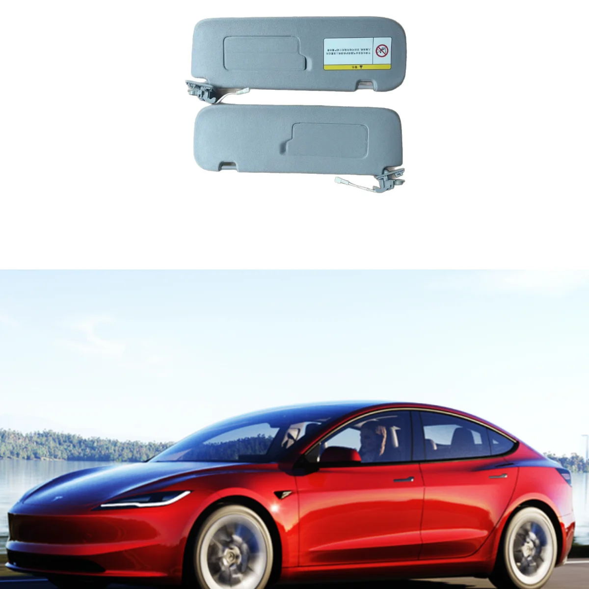 

2024 for Tesla Model 3 Highland Front Windshield Main Driver Makeup Mirror Co-pilot Sun visor 1490405 1490406