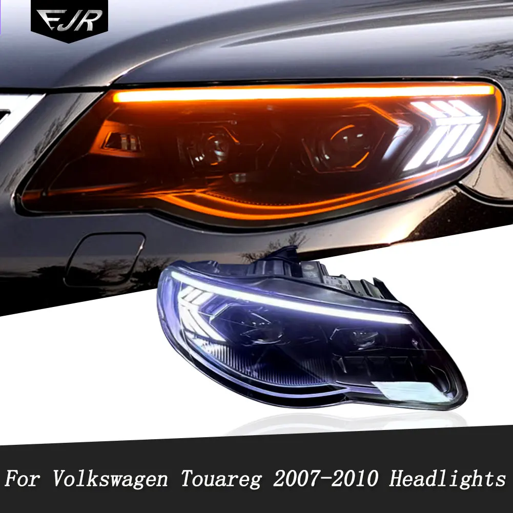 For Volkswagen 2007-2010 Touareg Headlights Old to New LED Dual Lens Driving Turn light Front Head Lamp for VW Car Accessories