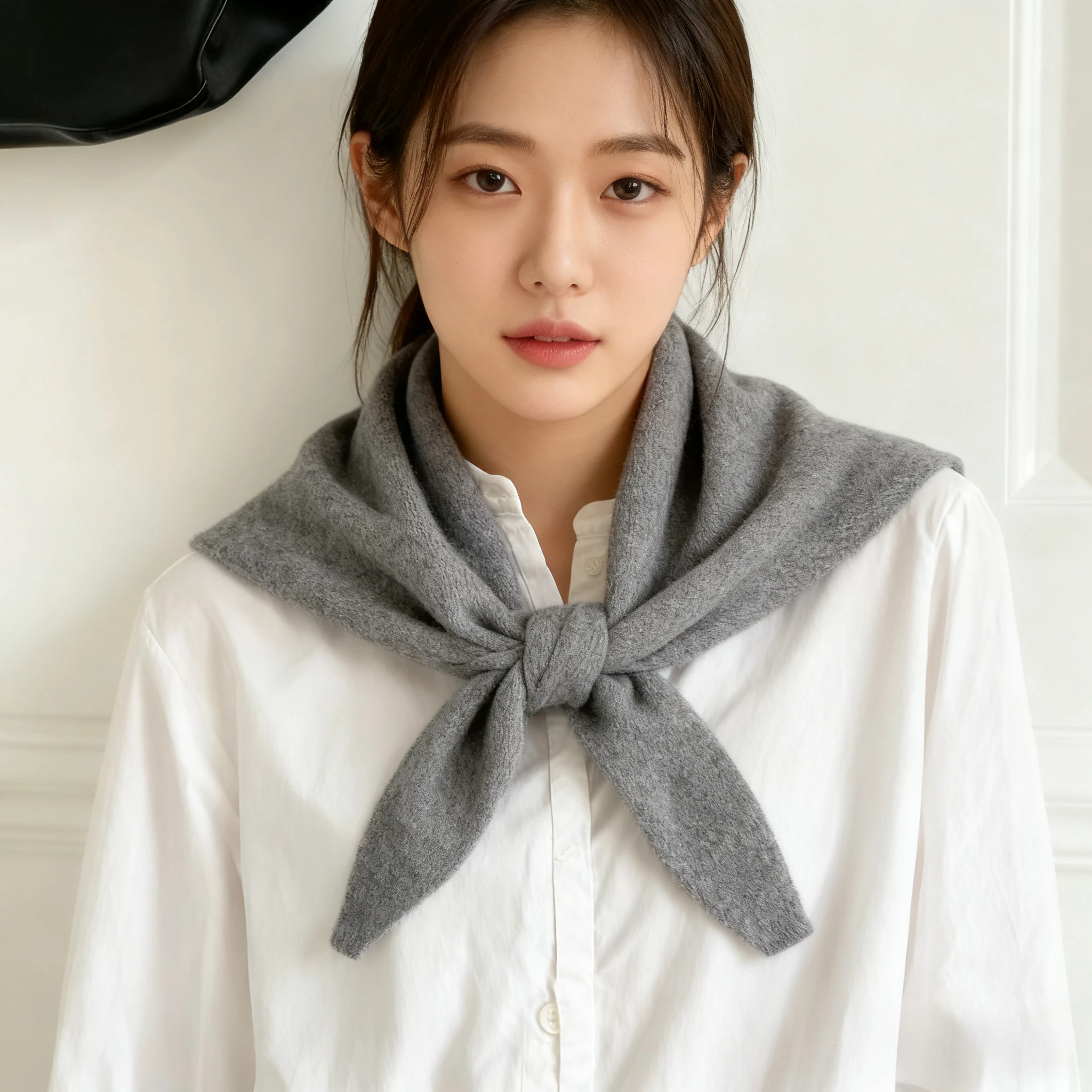 Bufanda de punto triangular coreana 100% lana cálida y gruesa para mujer invierno cálido Color sólido brillante bufanda Pashmina triangular suave y gruesa