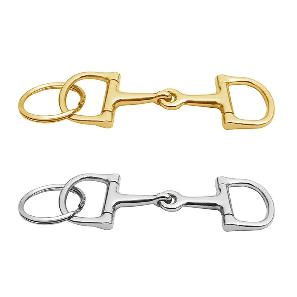 Horse Bit Key Chain Zine Alloy D‑Shaped Snaffle Keychain  Silver Horse Snaffle Bits Key Ring Gift For Men Women