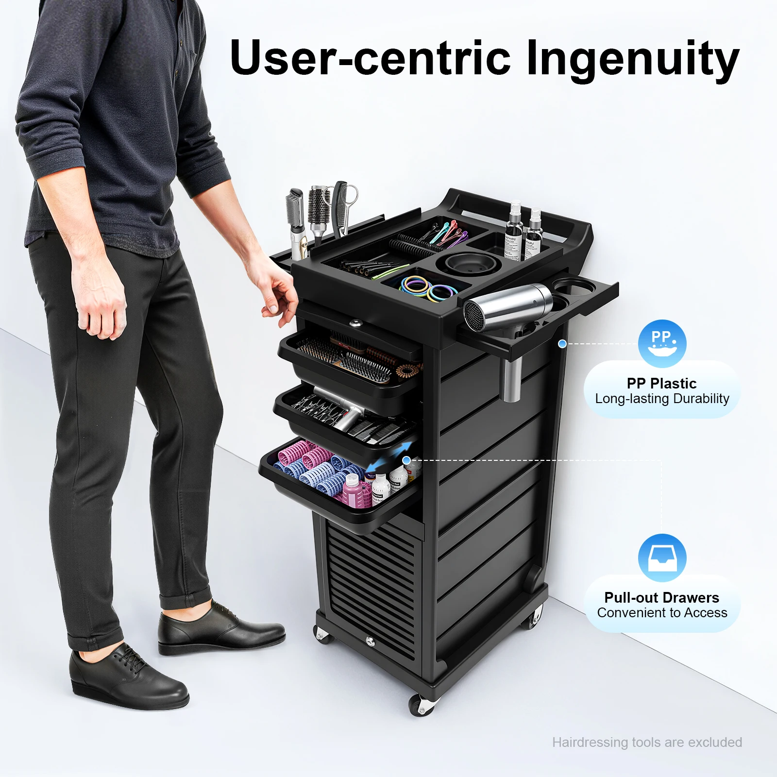 

7 Tier Rolling Trolley Cart Lockable Makeup Train Case with 4 Key Hairdressing Storage Stand for Nail Salon Spa Barber Store