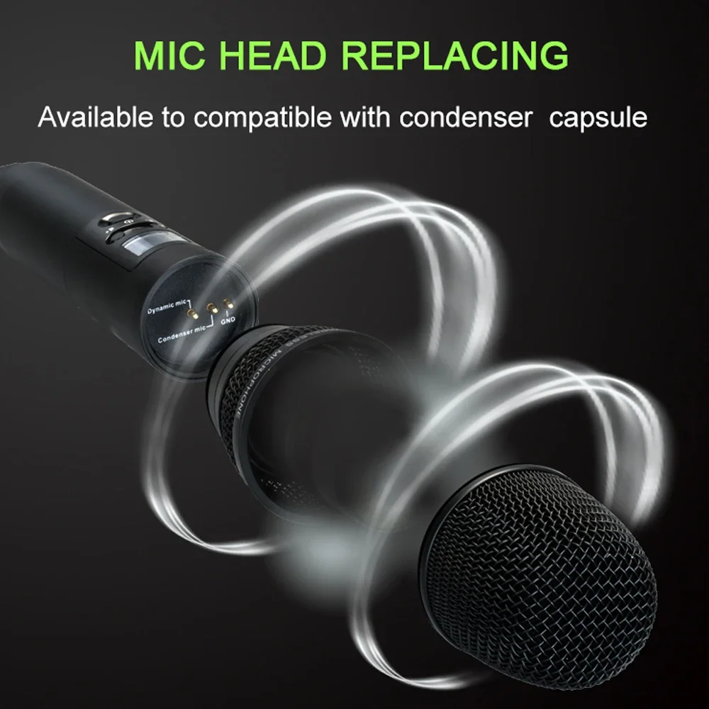 

Small Long Distance 200 Meter Recharging Metal Handheld Teaching Performance Singing UHF True Diversity Wireless Microphone