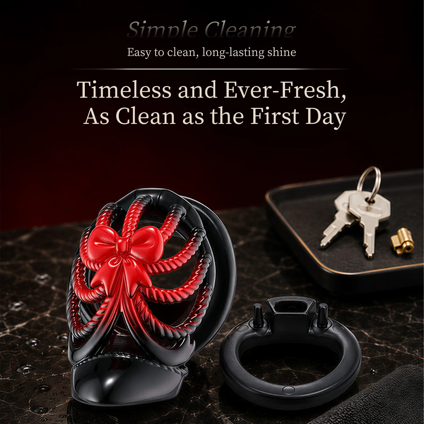 High Heels Chastity Cage with Bow Tie CB Lock Male Chastity Device with 5 Cock Rings Hollow Penis Lock Adult Sex Toys for Men - view 6