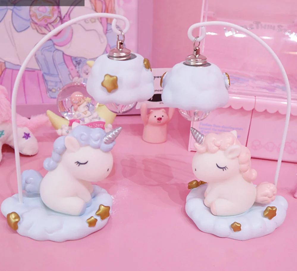Luz Led de noche con diseño de unicornio para niños y niñas, lámpara de mesa con bonito dibujo animado, color rosa y azul, ideal para regalo,