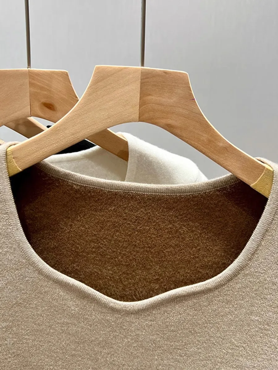 الخريف الشتاء الصوف سترة أزياء المرأة طويلة الأكمام سميكة الحشو ضئيلة الصلبة البلوفرات أعلى عارضة فريدة من نوعها الشارع الشهير ملابس خارجية #5