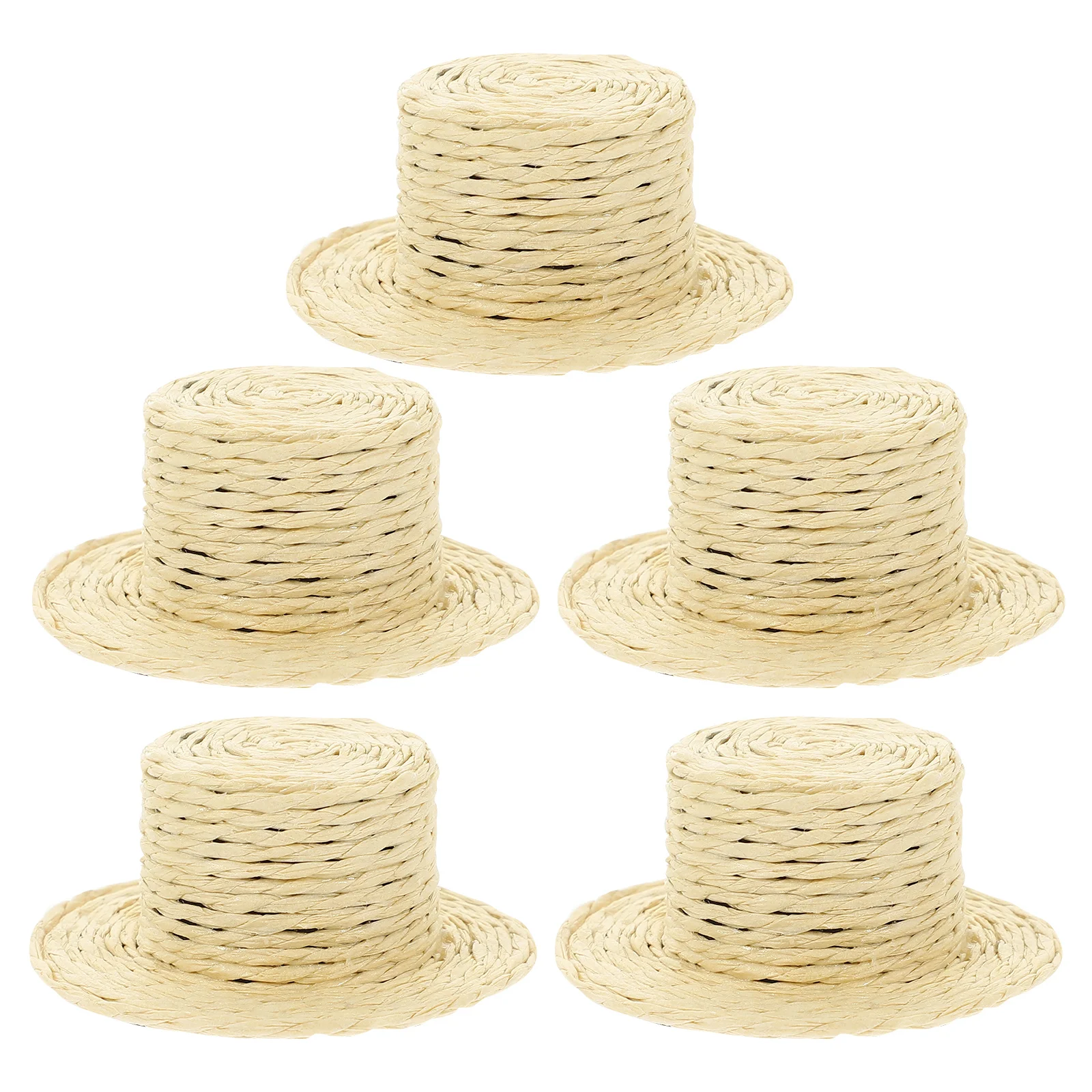 5 قطعة قبعة صغيرة قبعات القش الصغيرة DIY بها بنفسك الحرفية ديكور المنسوجة قبعة صور الدعامة ملحق لوازم ديكور المنزل الطرف