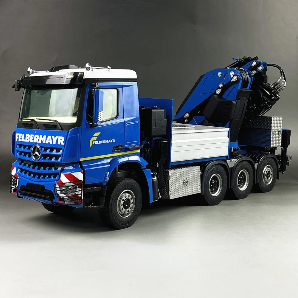 F1650 รถบรรทุกเครนไฮดรอลิก 1/14 8x8 ไฮดรอลิก RC รถบรรทุกโลหะรุ่นวิศวกรรมเครื่องจักรเครนรุ่นด้านหลังพวงมาลัย RC รถ