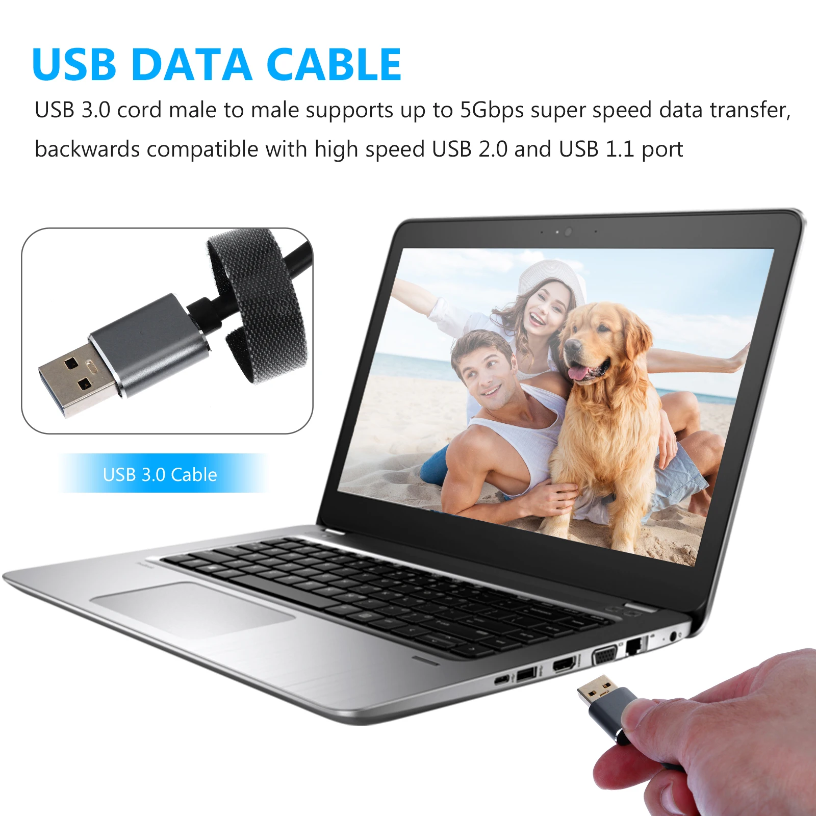 

USB Cable 3.0 Double End Extension Cord Adapter Male to Aluminum Alloy