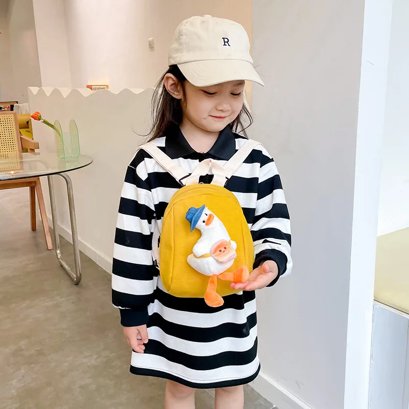 Children Backpack Cute Small Bag Cartoon Duck Canvas Backpack Kindergarten Mini Backpack Mother Kids Bags for Girl Mochilas 백팩