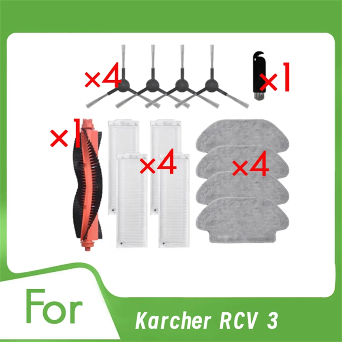 

14 Pcs for Karcher RCV 3 Vacuum Cleaner Accessories Main Side Brush Mop Filter Ultra Durable Accessories