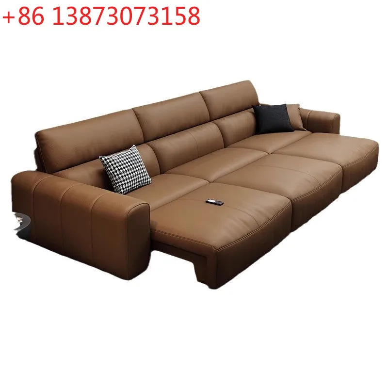 

Sofa electric bed Italian minimalist small apartment multi-functional retractable first-layer cowhide sofa