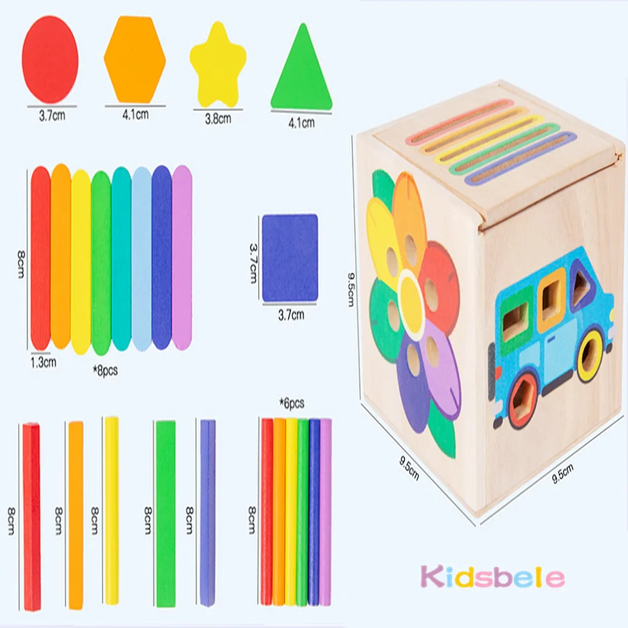 Jeu de correspondance de tri des couleurs en forme Montessori en bois pour tout-petits, jouet sensoriel de développement de moteur fin 5 en 1, cadeau de fête de noël
