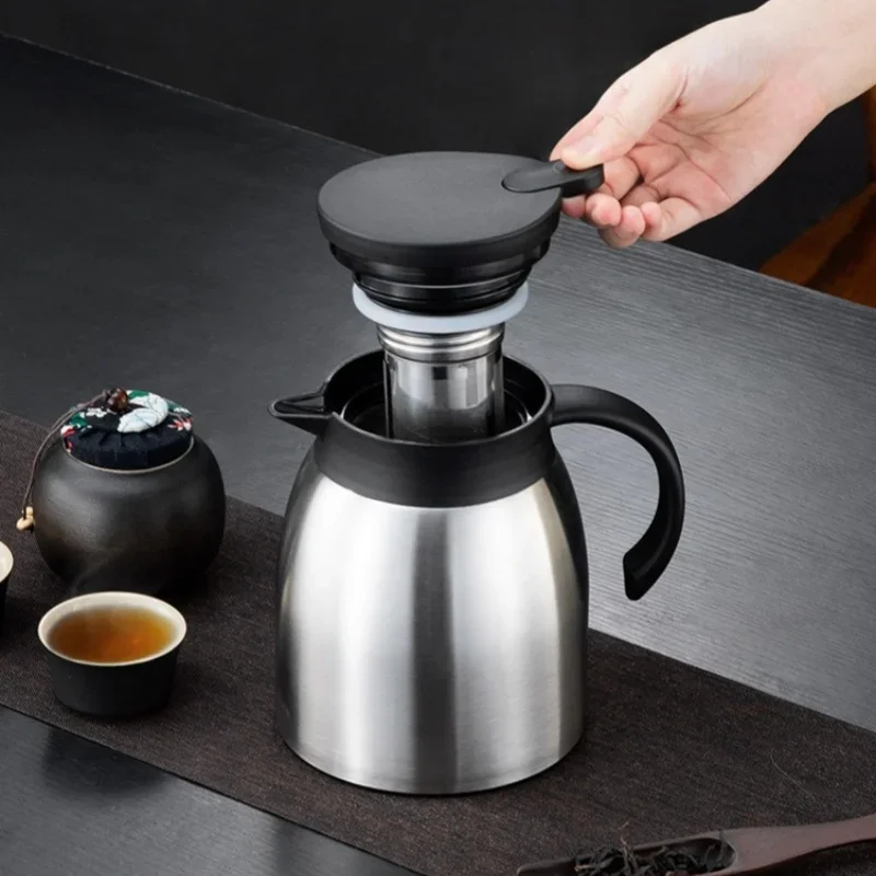 1200ml Large Capacity Stainless Steel Thermos Tea Pot with Tea-Strainer for Home And Office Coffee & Tea Brewing Kettle
