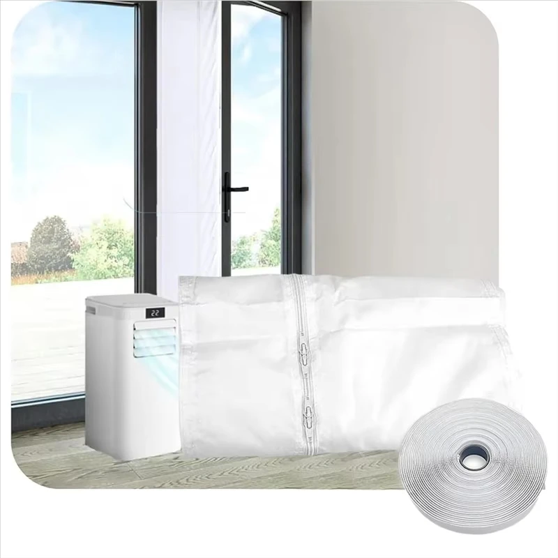 Luftdichtes Fensterbarriereset für mobile Klimaanlage Einheit weiches Stoff Dichtpanel mit Reißverschluss und starkem selbstklebendem Befestigungselement für Hausbelüftung Installation verhindert Heißluftverlust passen – Detail 14