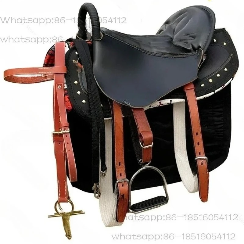 Armrest Pure Leather Saddle  Full Set of Cowhide Straps Horse Racing Endurance